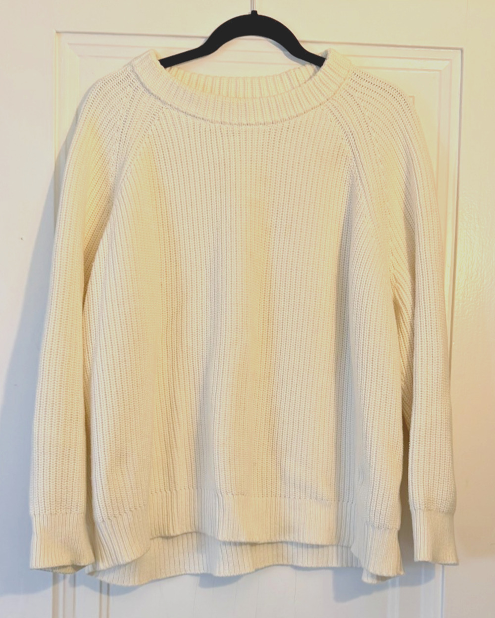 Jenni Kayne Ivory Cotton Fisherman Sweater, size XL